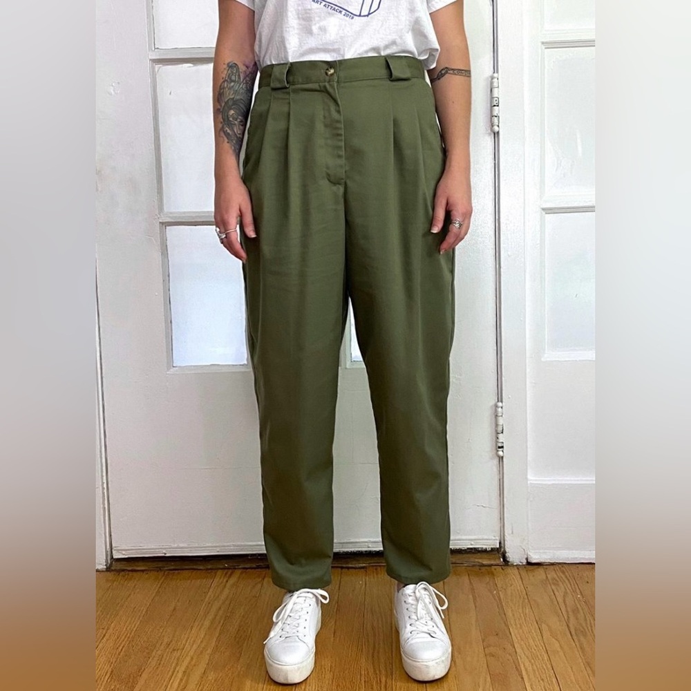 90s Olive Green Pleated Trousers